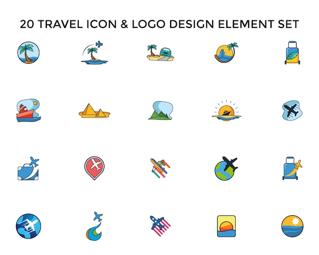 Travel Holiday Icon Logo Design Set