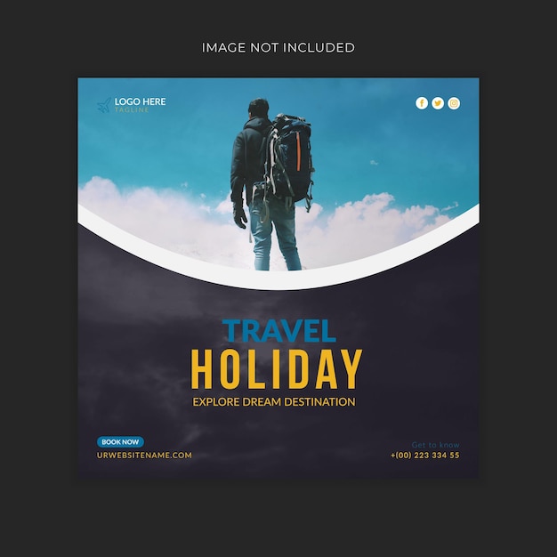 Travel holiday instagram post or social media post template