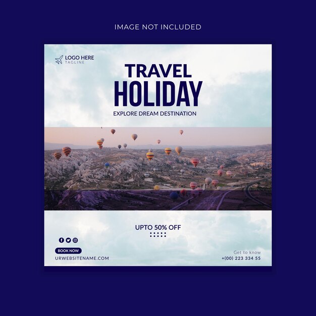 Travel holiday instagram post or social media post template