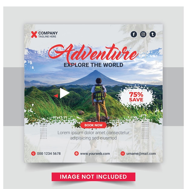 Travel holiday for social media instagram post banner template design