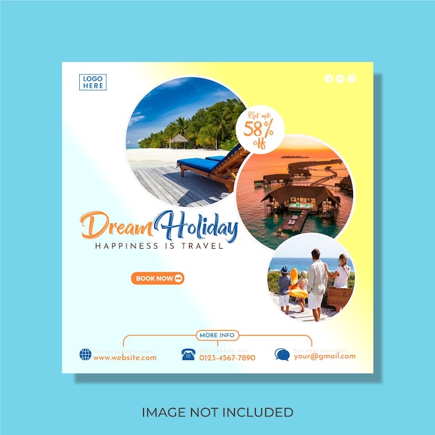 여행-휴가 소셜 미디어 포스트 디자인