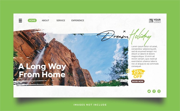 Banner della home page delle vacanze di viaggio