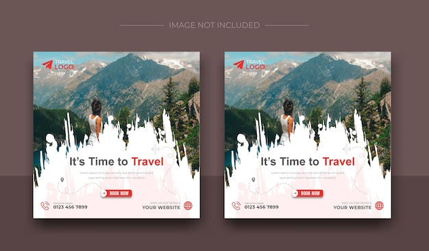 Instagram e social media banner post design per le vacanze di viaggio