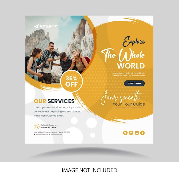 Travel holiday vacation sale social media post or web banner template