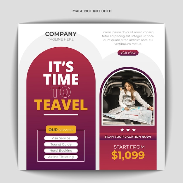 Travel holiday vacation or social media post banner