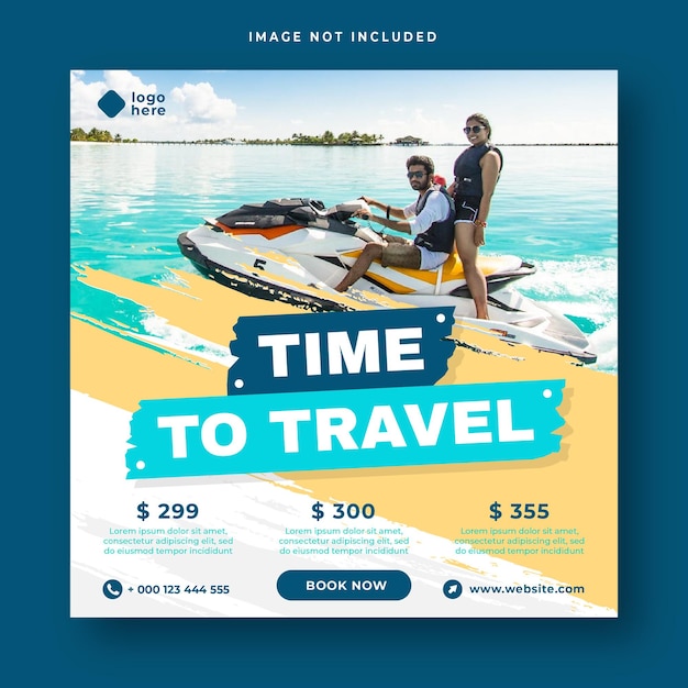 Vector travel holiday vacation social media post template