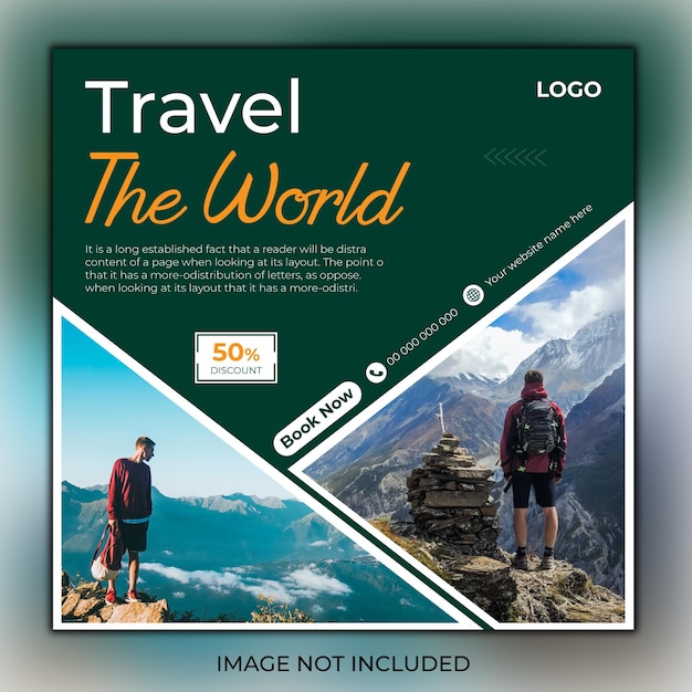 Travel holiday vacation social media post or Tour web banner template Premium Vector