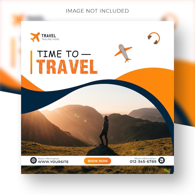 Travel holiday vacation social media post, and travel template, adventure banner, travel offer