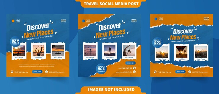 Travel and holiday vacation social media post web banner template