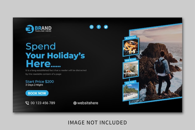 Travel holiday vacation social media post web banner template