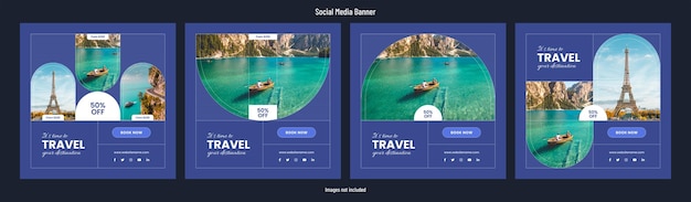 Banner di social media o modello di post di viaggio o vacanza