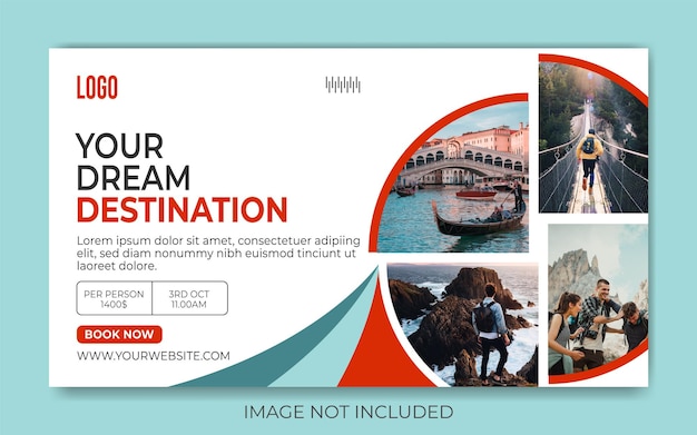 travel horizontal ad banner template. Modern colorful banner design . Usable for banner and header