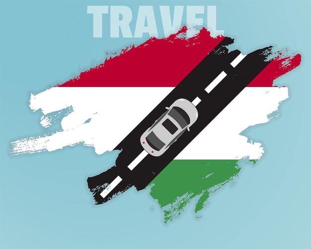 Travel to Hungary by car going holiday idea vacation and travel banner concept