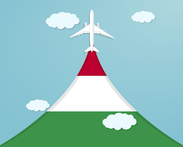 Travel to Hungary by flight destination concept paper cut vacation idea