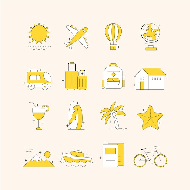 Travel icon collection on white background