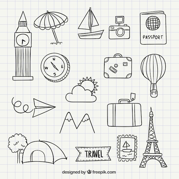 Travel icon doodles
