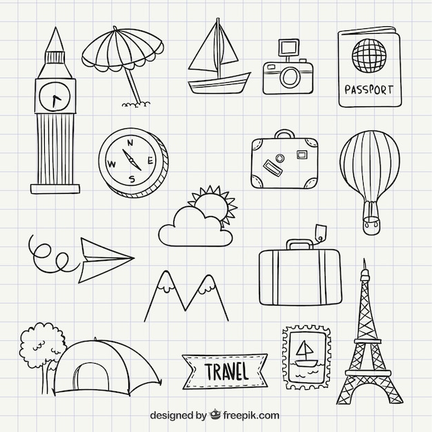 Travel icon doodles 