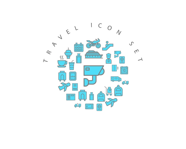 Travel icons set design