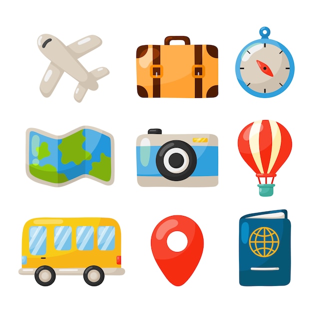 Travel icons set isolated