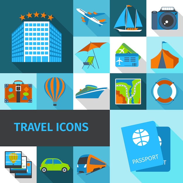 Travel icons set