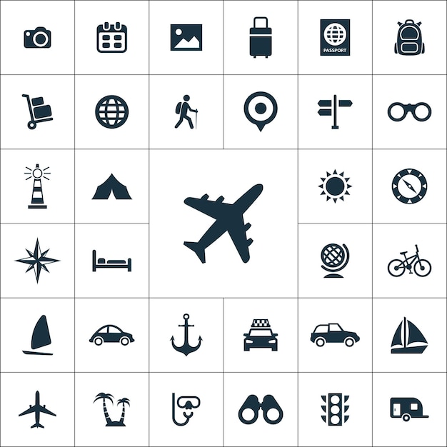 Vector travel icons universal set