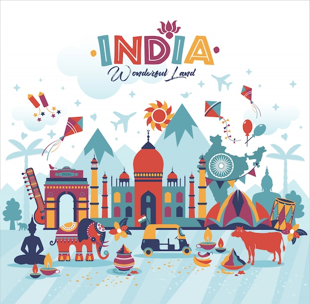 Travel illustration of india landscape