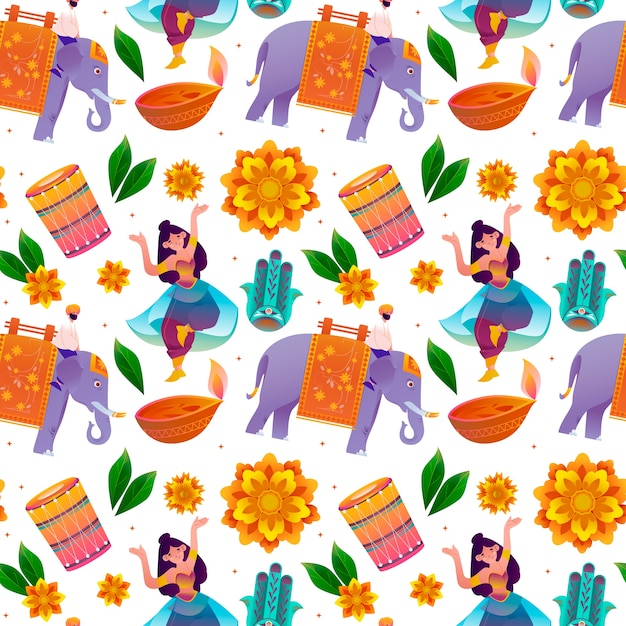 Vector travel to india pattern in gradient style