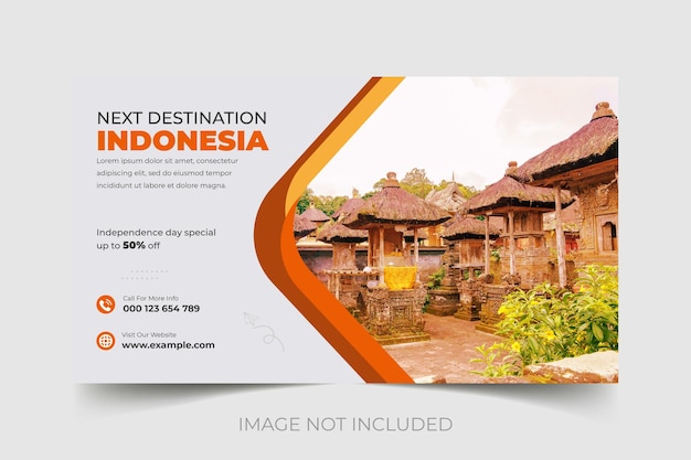 インドネシア旅行ソーシャル メディア Web バナー デザイン