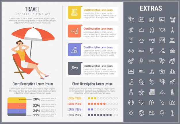 Travel infographic template, elements and icons.