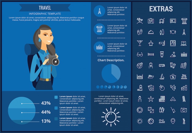 Travel infographic template, elements and icons