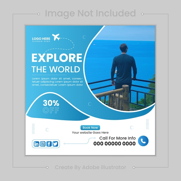 travel Instagram post or social media post web banner template