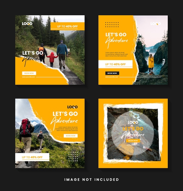 Travel instagram post template collection