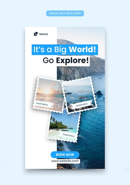 Vector travel instagram stories banner template