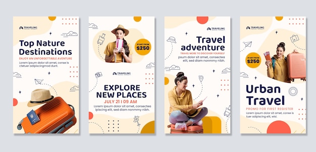 travel instagram stories with plane drawing