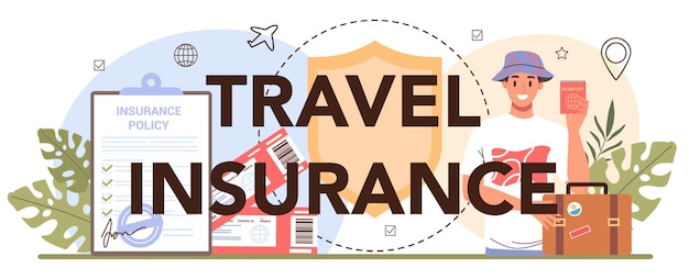 Travel insurance typographic header visa application approving