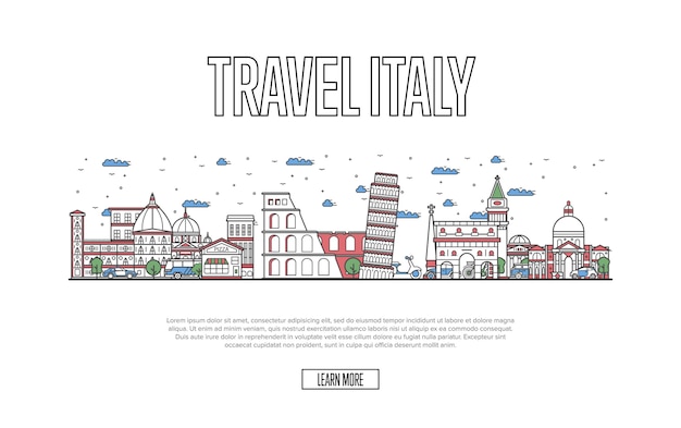 Travel Italy website in linear style