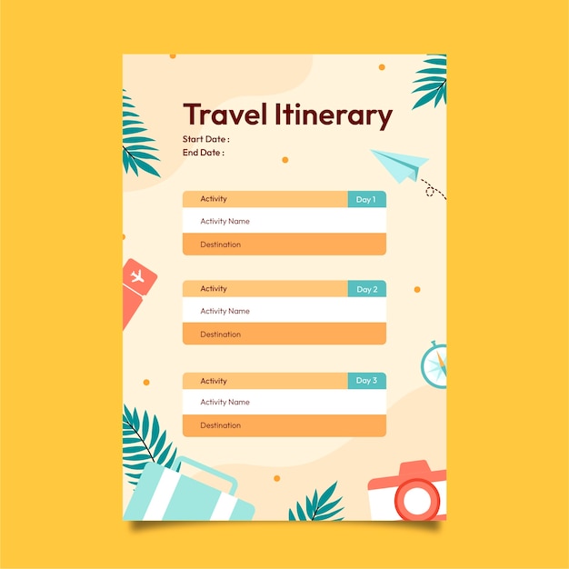 Travel itinerary design template