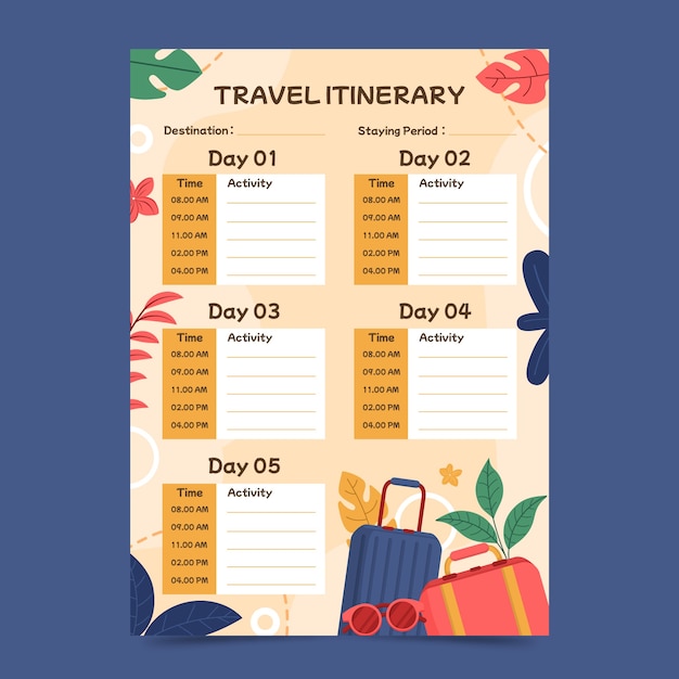 Vector travel itinerary design template