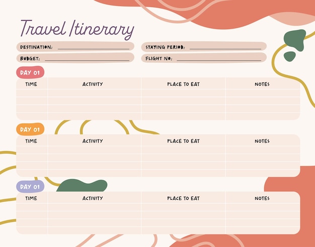 Vector travel itinerary2