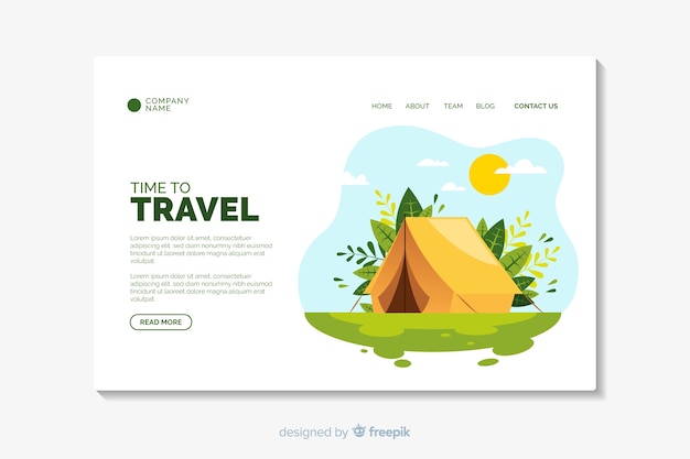 Vector travel landing page flat design template