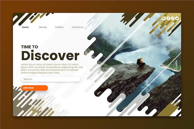 Vector travel landing page with photo