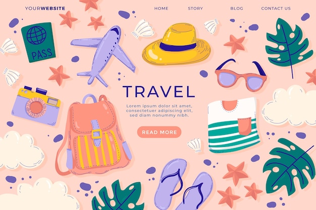 Vector travel landing page