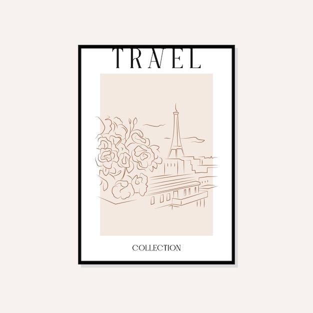 Travel and landmarks minimal illustration vector wall art poster design