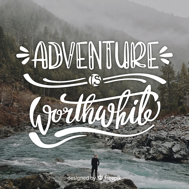 Travel lettering background with photo