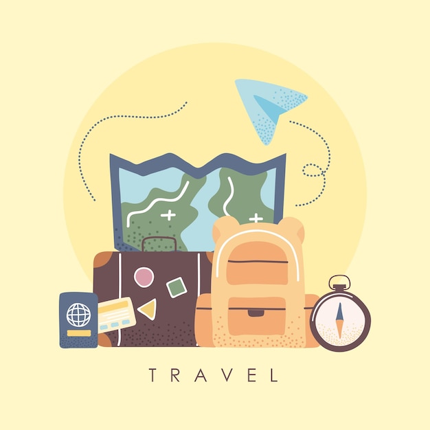 Travel lettering and icons