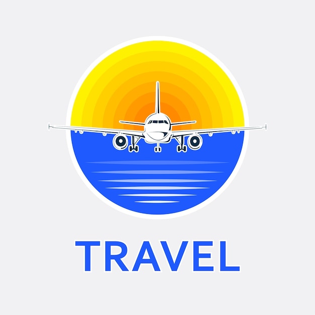 Vector travel logo airplane world travel tour flight logo travel agency adventure creative sign vector