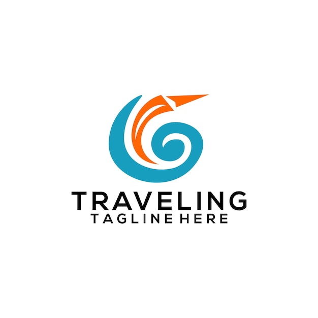白い背景で隔離の旅行ロゴデザインコンセプトベクトル
