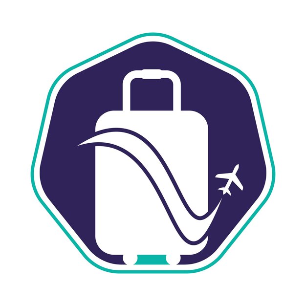 Vector travel logo holiday airplane with bag design illustration