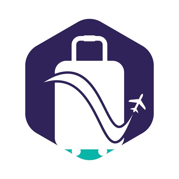 Travel logo Holiday Airplane with bag Design Illustration