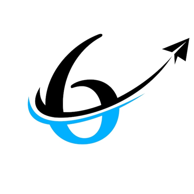 Логотип путешествия на букве 6 Векторный шаблон Письмо 6 Дизайн логотипа авиаперевозок